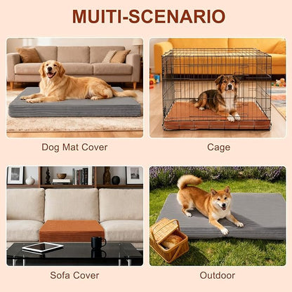 BEAUTYZOO Waterproof Dog Bed Cover Replacement Washable, Soft Plush Dog Bed Covers Removable with Zipper, Antislip Noiseless Ped Hair Pee Resistant Bedding Liner for Puppy Cat, 40x30inch, Brown XL