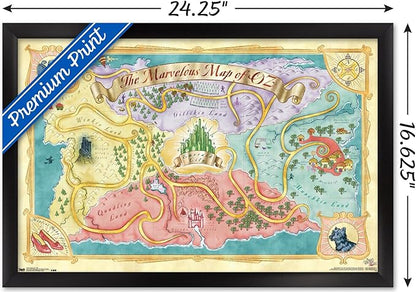 The Wizard Of Oz - Map Wall Poster, 22.4L" x 14.7W", Black Framed Version