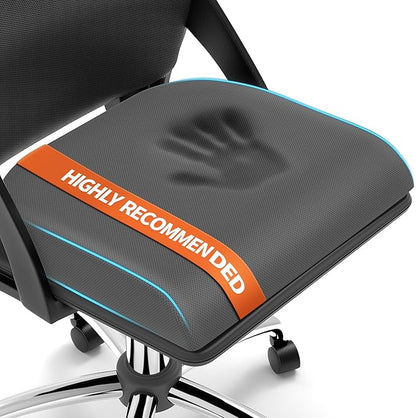 Large Seat Cushion，Soft Foam Cushion for Long Sitting Hours on Office Chair, Home & Car, Non-Slip Chair Pad for Relieving Back & Sciatica & Hip & Coccyx Pain (Grey)