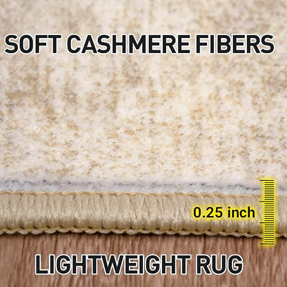 2'6''x8' Runner Rugs Washable Rug: Modern Abstract Living Room Rug Soft Anti-Skid Thin Carpet Indoor Floor Non-Shedding Carpets for Bedroom Dining Room Farmhouse Nursery Home Office - Beige