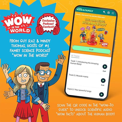 Wow in The World The Amazing Human Body Kit by Thames & Kosmos, Interactive Mechanical Anatomy Model w/Pumping Heart, Lungs, Digestive Tract, Glow-in-The-Dark Bones, Brain & More, Science for Ages 4+