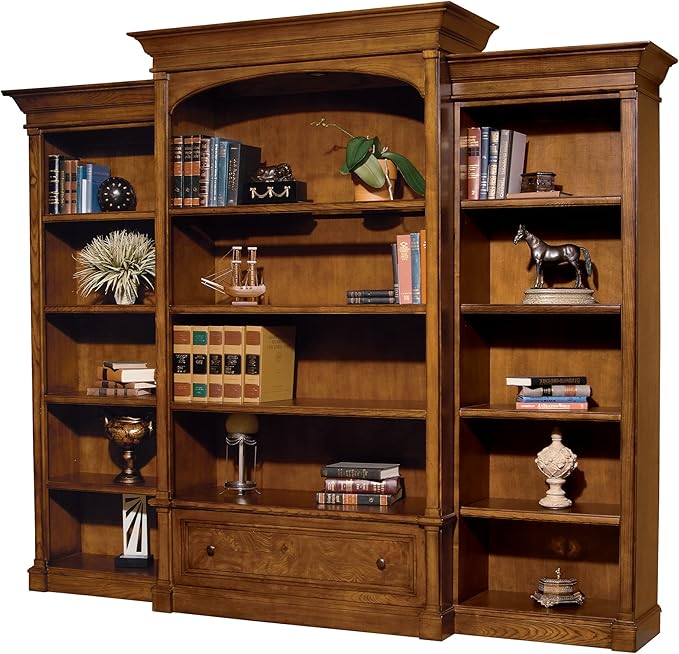 Hekman Furniture Urban Ash Burl Executive Right Bookcase – Elegant Tall Premium Adjustable Shelf Wooden Bookcase for Office Home Office & Library Use with Modern Traditional Designer Style Storage