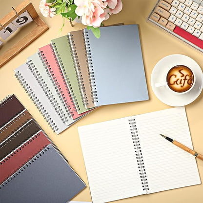 Fuutreo 24 Pcs Spiral Notebook for Work A5 8.3 x 5.7 Inch College Ruled Spiral Journal Notebook Kraft Cover, 12 Color, 60 Sheets, 120 Pages for Office School Supplies(Morandi Color)
