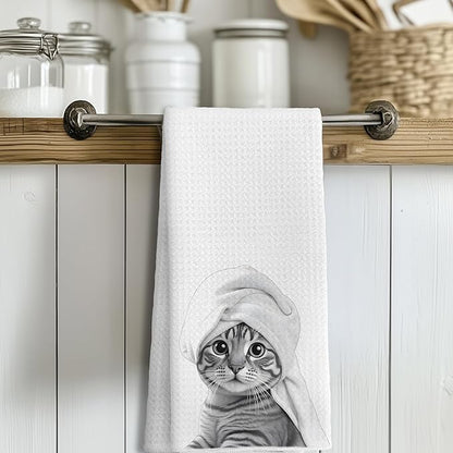 Funny Cat Hand Towels, Cat Gifts for Women, Funny Cute Hand Towels for Bathroom,16x24 Inches