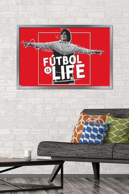 Ted Lasso - Futbol is Life Wall Poster, 34L" x 22.4W", Silver Framed Version