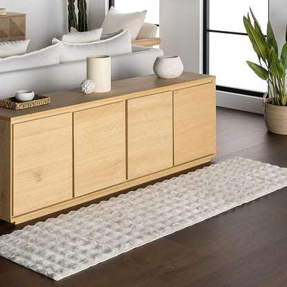 nuLOOM Jeni Grey, 2'6" x 8', Solid Faux Rabbit, Fluffy and Cozy, High Traffic, Stain Resistant, Easy Clean, Durable Washable Runner for Bedroom, Living Room, Dining, Den, Foyer, Entryway