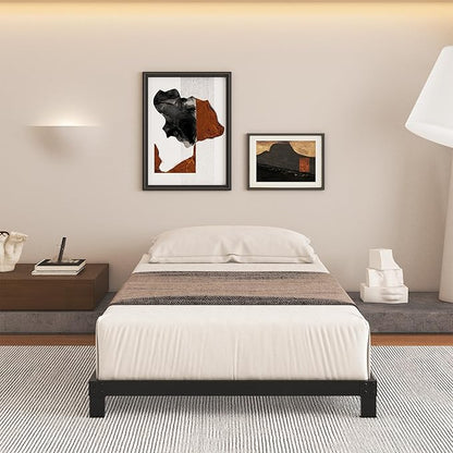 5 Inch Low Bed Frame Twin, Heavy Duty Twin Bed Frames Low Profile, No Box Spring Needed, Easy Assembly, Noise Free, Black