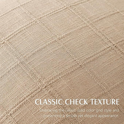 Foindtower Set of 2 Decorative Linen Check Throw Pillow Covers Neutral Farmhouse Lumbar Cushion Covers Modern Coastal Boho Home Decor for Sofa Chair Couch Bedroom Living Room Outdoor,12×20 Inch,Camel