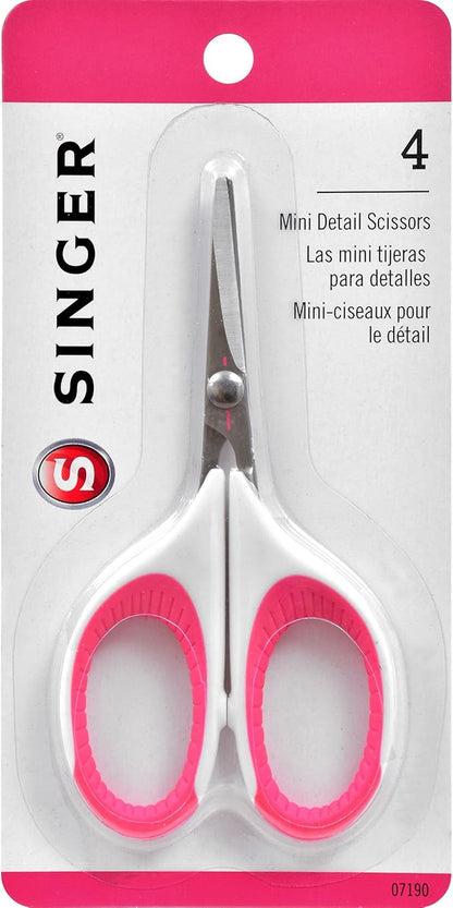 SINGER 07190 4-Inch Craft Scissors with Pink and White Comfort Grip, ,