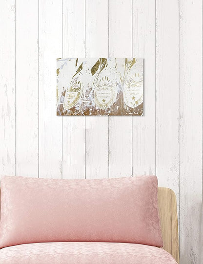 The Oliver Gal Artist Co. Drinks and Spirits Wall Art Canvas Prints 'Vintage Champagne Home Décor, 15" x 10", Gold, White