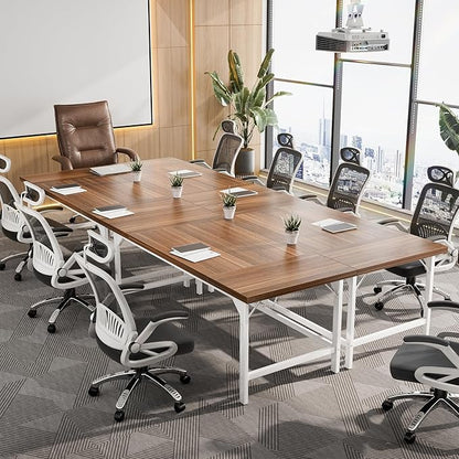 Unikito 70.8 Inch Extra Long Computer Desks, Heavy Duty Large Office Executive Desk, Sturdy 2 Person Desk, Premium Thick Study Writing Table Computer Table for Home Office Workstation, Rustic/White
