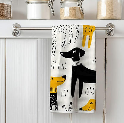 Cute Cartoon Dog Hand Towel – 16x24 Inch, Pet Print Microfiber Towel for Kids, Dog Lovers, or Bathroom Decor