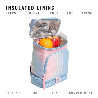 adidas Excel Insulated Lunch Bag, Cooler with Zipper, Pocket for Ice Pack, and Clip, Temperature Control Insulation