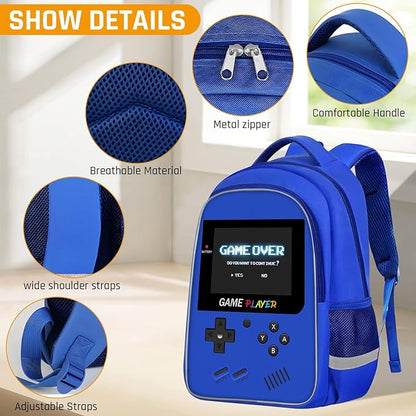 School Backpack For Boys - Gamer Boys Backpack For Kids Children Teens Elementary Middle School - Ages 6-18，17″