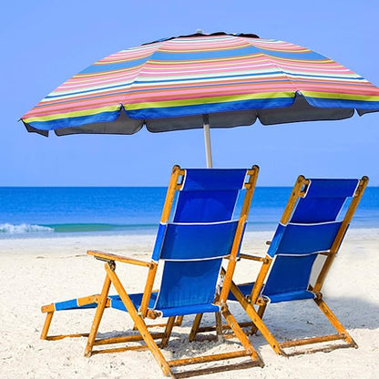 Blissun 7.2' Beach Umbrella with Sand Anchor, Outdoor Portable Beach Umbrella for Sand with Tilt Pole, Carry Bag, Air Vent