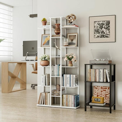 Bookshelf，Small Bookcase for Small Space，6-Tier Bookshelf for Living Room, Home Office, Study，7.87 x 26.77 x 55.5 Inches,White