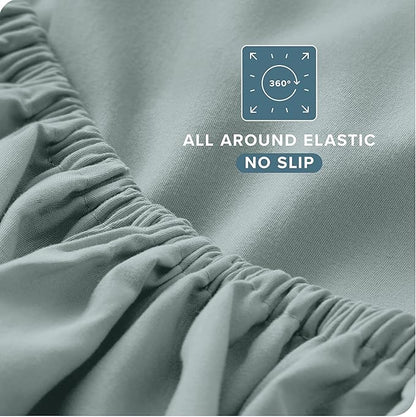 Bare Home Twin Sheet Set - 1800 Ultra-Soft Microfiber Twin Bed Sheets - Double Brushed - Deep Pockets - Easy Fit - Extra Soft - 3 Piece Set - Bedding Sheets & Pillowcases (Twin, Sea Spray)