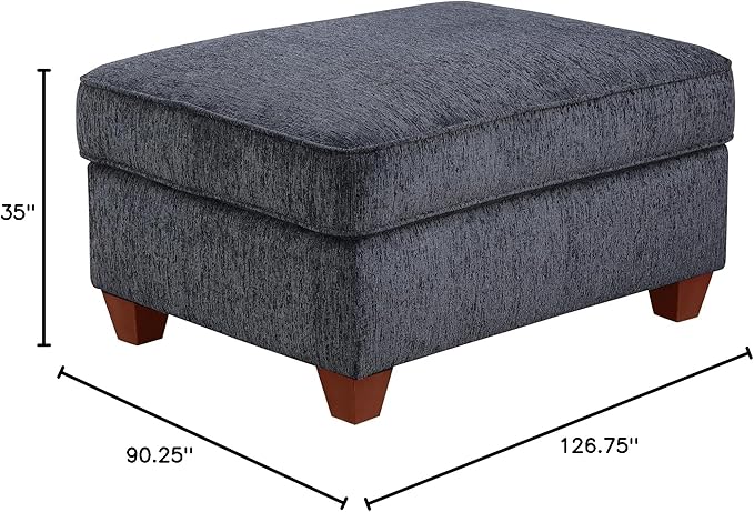 127" L-Shaped Sectional Couch with Movable Ottoman&6 Throw Pillows,7 Seat Chenille Upholstered Sofa W/2 Cup Holder,USB Port&Hidden Storage Box,DIY Combination,for Living Room,Apartment,Dark Gray