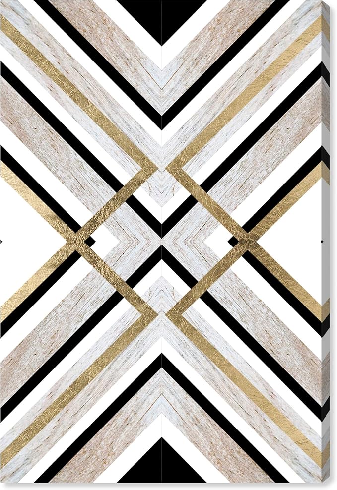 Abstract Wall Art Canvas Prints 'Earthy Lux' Geometric, 36x54, Brown, Gold