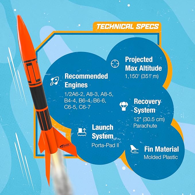 Estes 1427 Alpha III Rocket-Building Kit, Beginner Flying-Rocket Model Kit for Ages 10+, Includes Launch Pad and Controller
