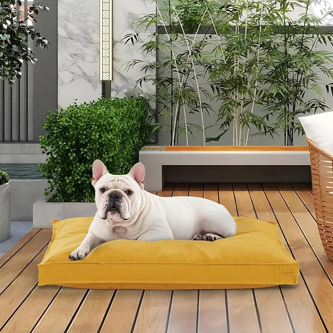 Dog Bed Covers Replacement Washable, Waterproof Dog Bed Cover with Zipper, 30Lx20Wx3H inch Durable Oxford Pet Bed Cover for Outdoor/Indoor Use, Cover Only, Yellow