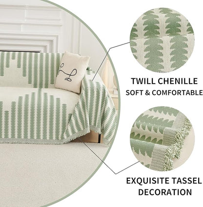 HAOMAIJIA Boho Sofa Covers Couch Covers for 3 Cushion Couch Sofa Pet Friendly Soft Thick Non Slip Couch Cover for Dogs Washable Sectional Couch Covers L Shape Furniture Protector (Green, 71"x134")