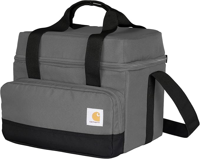 Carhartt Insulated Two Compartment Cooler, Durable Water Repellent Material W/Front Zippered Pocket for Camping, Beach & Travel