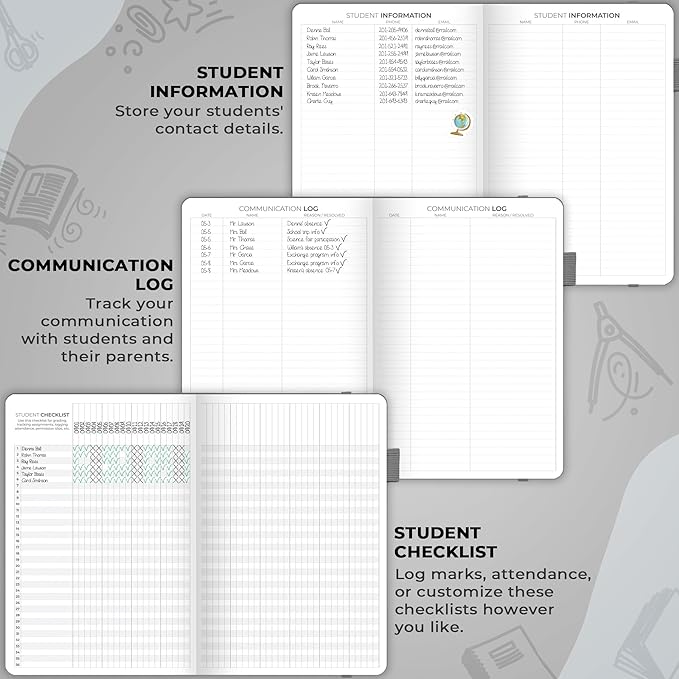 Clever Fox Teacher Planner – School Year Planner with Calendars & Lesson Plans – Teacher Plan Book for Classroom & Homeschool Organization - Undated, A5 Size, Hardcover (Gray)