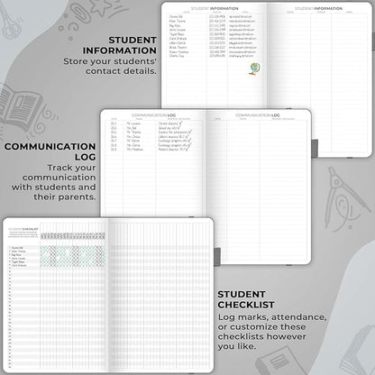 Clever Fox Teacher Planner – School Year Planner with Calendars & Lesson Plans – Teacher Plan Book for Classroom & Homeschool Organization - Undated, A5 Size, Hardcover (Gray)