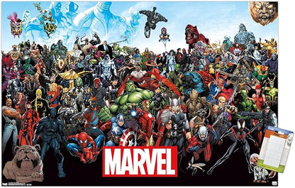 Marvel Comics The Marvel Lineup Wall Poster, 22.37" x 34.00", Poster & Mount Bundle