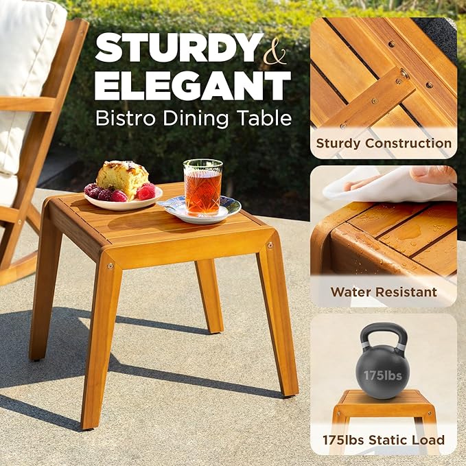 IDZO Rocking Chairs Design Heavy Duty 400lbs Capacity Wood Patio Bistro Set 3 Piece Outdoor