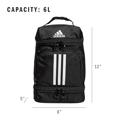 adidas Excel Insulated Lunch Bag, Cooler with Zipper, Pocket for Ice Pack, and Clip, Temperature Control Insulation