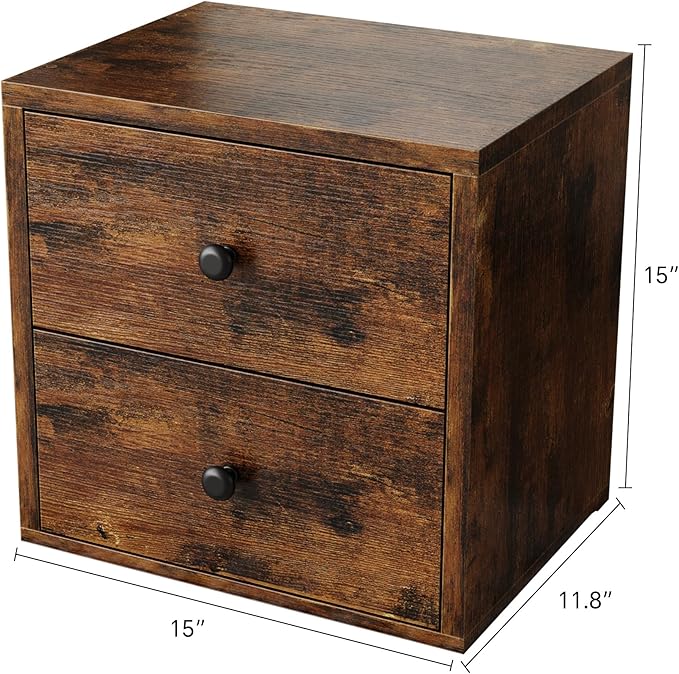 FUSUNBAO Magic DIY Cube Storage Organizer Stackable Cubes for Home Books Clothes Toy-Modular Cubby Storage System-Office Cubical-Bookcase Closet (Antique Brown, Drawer Cube)