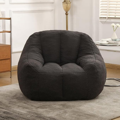 Furniliving Bean Bag Chair, Oversized Bean Bag Couch for Adults Comfy Bean Bag Sofa with Back Support, Large Bean Bag Chair Lazy Sofa for Living Room Bedroom, Darkgrey, Teddy