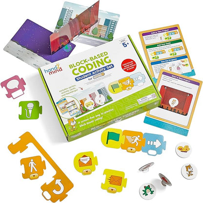 hand2mind ScratchJr Block-Based Coding Student Activity Set, Learn to Code, Computer Science and Programming for Kids, STEM Activities, STEM Classroom, Coding for Kids, Science Teacher Supplies