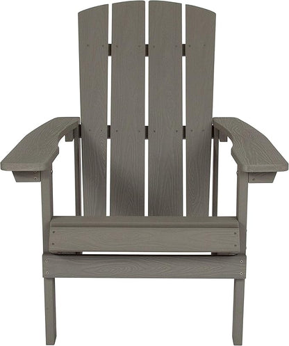 Flash Furniture Charlestown Poly Resin Adirondack Chair - Gray - All Weather - Indoor/Outdoor - Set of 4
