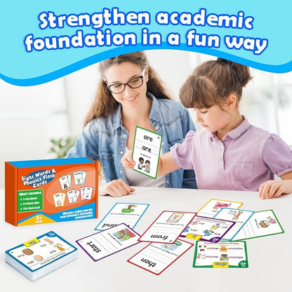 Sight Word Flash Cards Kindergarten, Sight Word Phonics Spelling Games, Preschool First Words Flashcards for Toddlers 3-5 Years, Learning to Read, Site Words Phonics Flash Cards Kindergarten