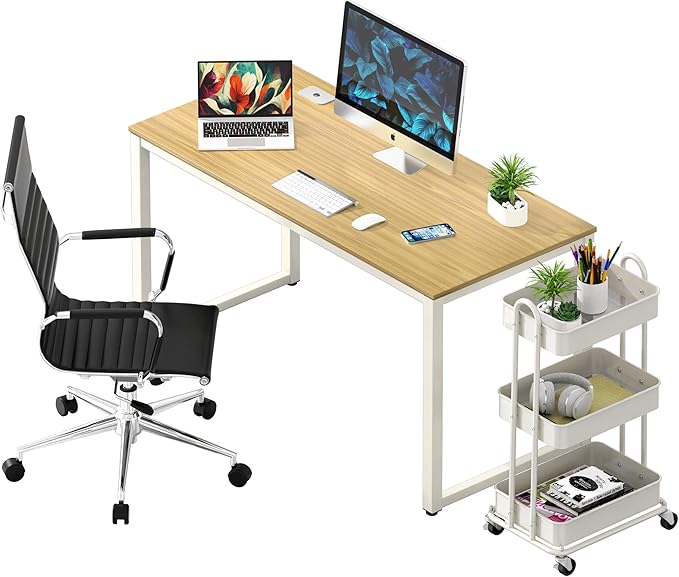 SHW 48-Inch Commercial-Grade Office Computer Desk, Oak