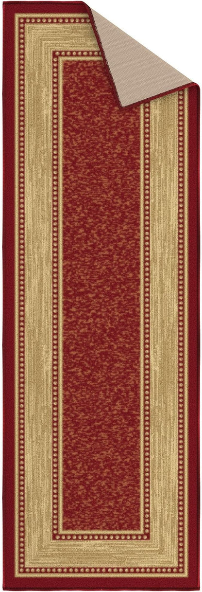 Ottomanson Hallway Runner Rug 20" x 53" Non Slip Border Area Rugs Easy to Clean Laundry Rug Runner Durable & Pet Friendly Floor Carpet Runners for Hallways Entryway Living Room Kitchen Bathroom, Red
