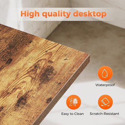 Rolling Computer Desk with Wheels, Gaming Desk for Small Spaces, Modern Simple Style Table for Home Office, Study Writing Table (Caster, Rustic Brown, 24 inch)