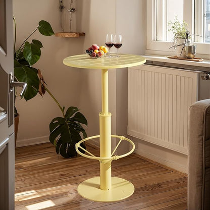 42" Tall Modern Industrial Bar Table-23.6" Dia Round Metal Top Standing Pub Cocktail Bistro Table-Indoor Outdoor Patio-Commercial Grade, Heavy Duty (Lemon-Yellow)