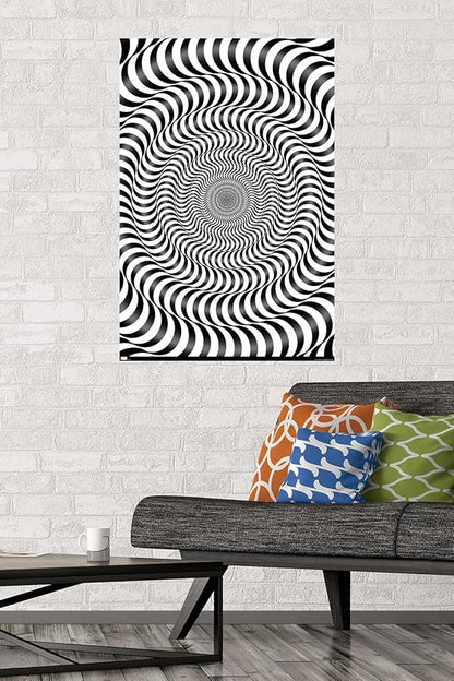 Trends International Zebra Stripe Optical Illusion Wall Poster, 22.375" x 34", Premium Poster & Mount Bundle