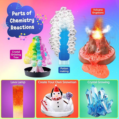 UNGLINGA 111 Experiments Science Kit for Kids, Chemistry Set, S.T.E.M Toys Boys Girls Birthday Gifts, Volcano, Crystal, Physics Lab Educational Learning Project