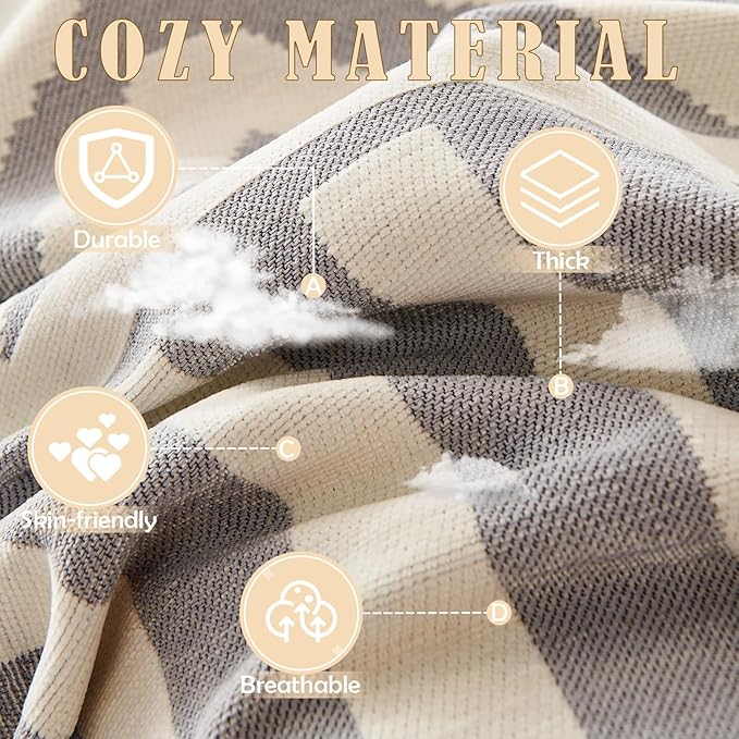 HANDONTIME Grey Armchair Sofa Cushion Covers Boho Sofa Covers Dog Couch Cover for Sofa Recliner Chenille Couch Sofa Slipcover for Pets Sofa Cover Washable Slip Covers for Sofas/Couches, 71" X102"