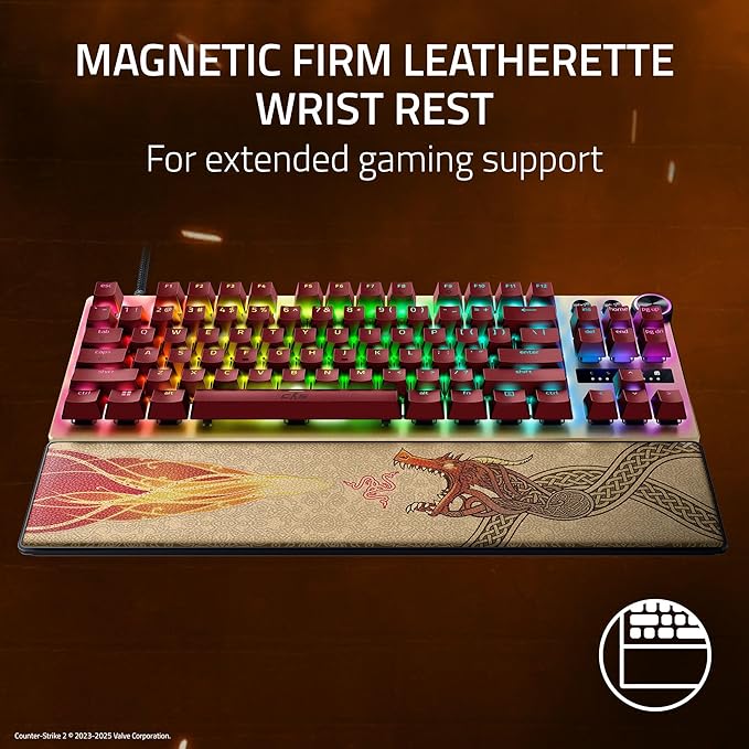 Razer Huntsman V3 Pro TKL Esports Gaming Keyboard: Analog Optical Switches Snap Tap - Rapid Trigger - Adjustable Actuation - Media Keys & Dial - PBT Keycaps - Counter-Strike 2 Edition