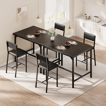 IDEALHOUSE Dining Table Set for 2 w/Counter Height Table & 2 Upholstered Bar Stools, 3-Piece Kitchen Table Set with Footrest & Corner Protector, for Kitchen Room, Apartment, Pub
