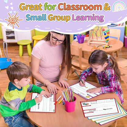 CVC Word Games Sentence Building for Kindergarten Phonics Games for Kids, Sight Words Flash Cards Learn to Write Handwriting Practice Tracing, Preschool Learning Activities Homeschool Supplies