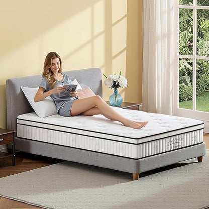 Full Size Mattress, 10 Inch Medium Firm Foam Hybrid Mattress with Individual Pocket Springs for Motion Isolation & Edge Support, Mattress in A Box CertiPUR-US Certified