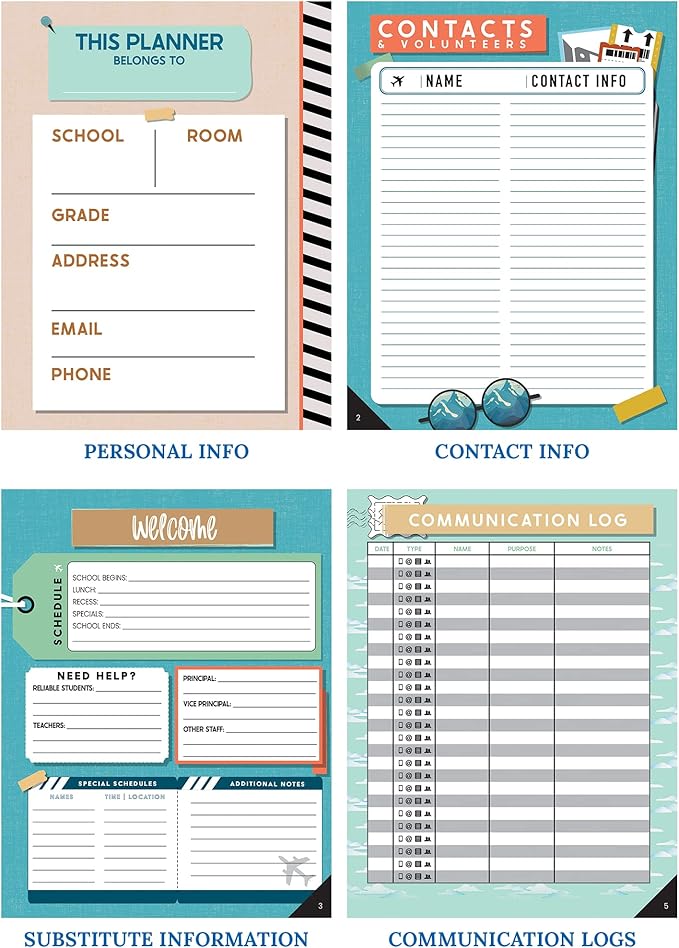 Carson Dellosa Let's Explore Teacher Planner 2025-2026, Undated 8" x 11" Lesson Plan Book With Retro Stickers, Class Schedule, Weekly Calendar, Classroom Must Haves, Homeschool and School Supplies