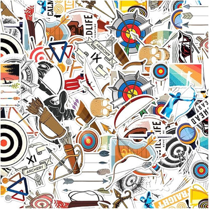 Archery Target Bow Arrow Trophy Quote Design for Lovers Sports Enthusiasts Teens 50pcs Stickers Pack Vinyl Wall Decoration Bike Car Hat Bumper Bedroom Kids Adults
